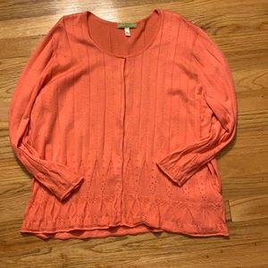 Sigrid Olsen snap cardigan- coral- L